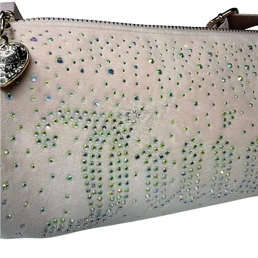 Juicy Couture Pink Velour Rhinestone Barrel Crossbody